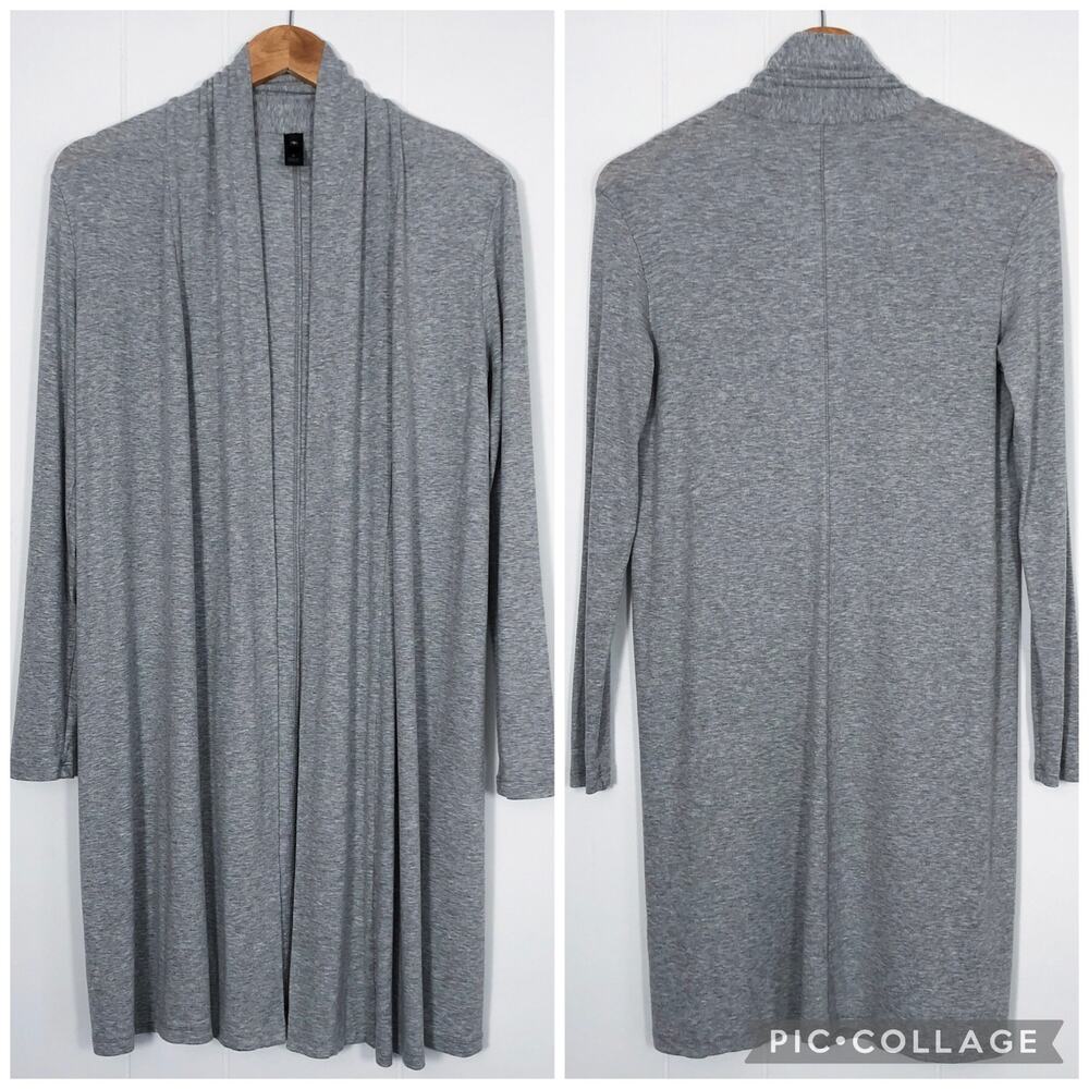 Adriano Goldschmied Rib Knit Open Cardigan Longline Flowy Office Size Small Gray